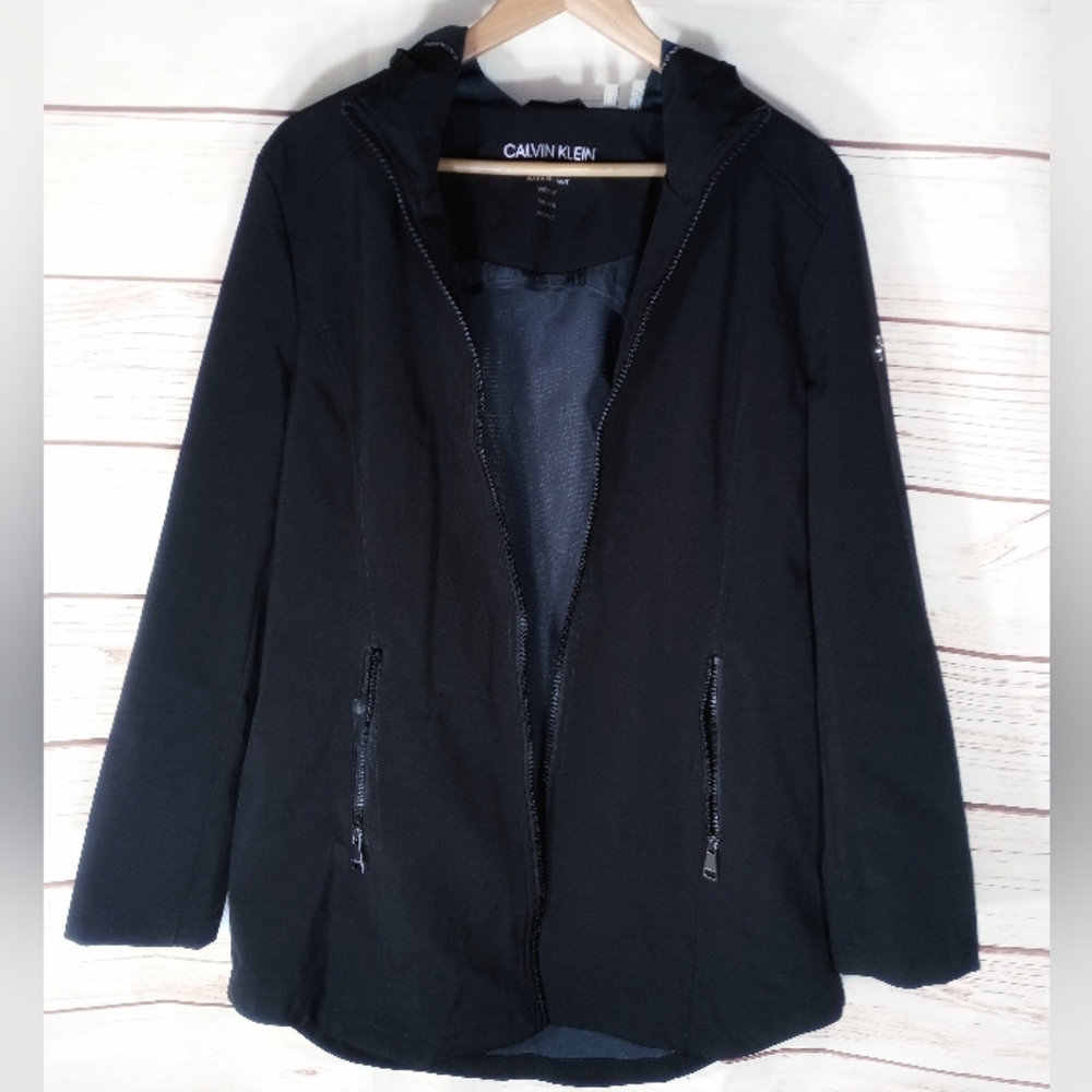 Calvin Klein water resistant black hooded jacket size L